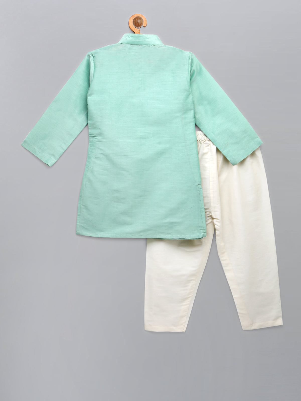 Pastel Green Embroidered layered Kurta with Pyjama