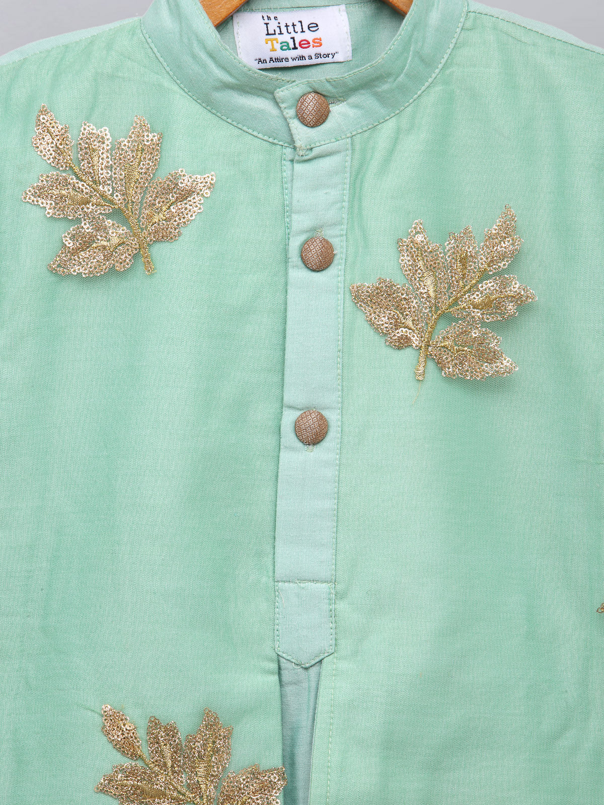 Pastel Green Embroidered layered Kurta with Pyjama