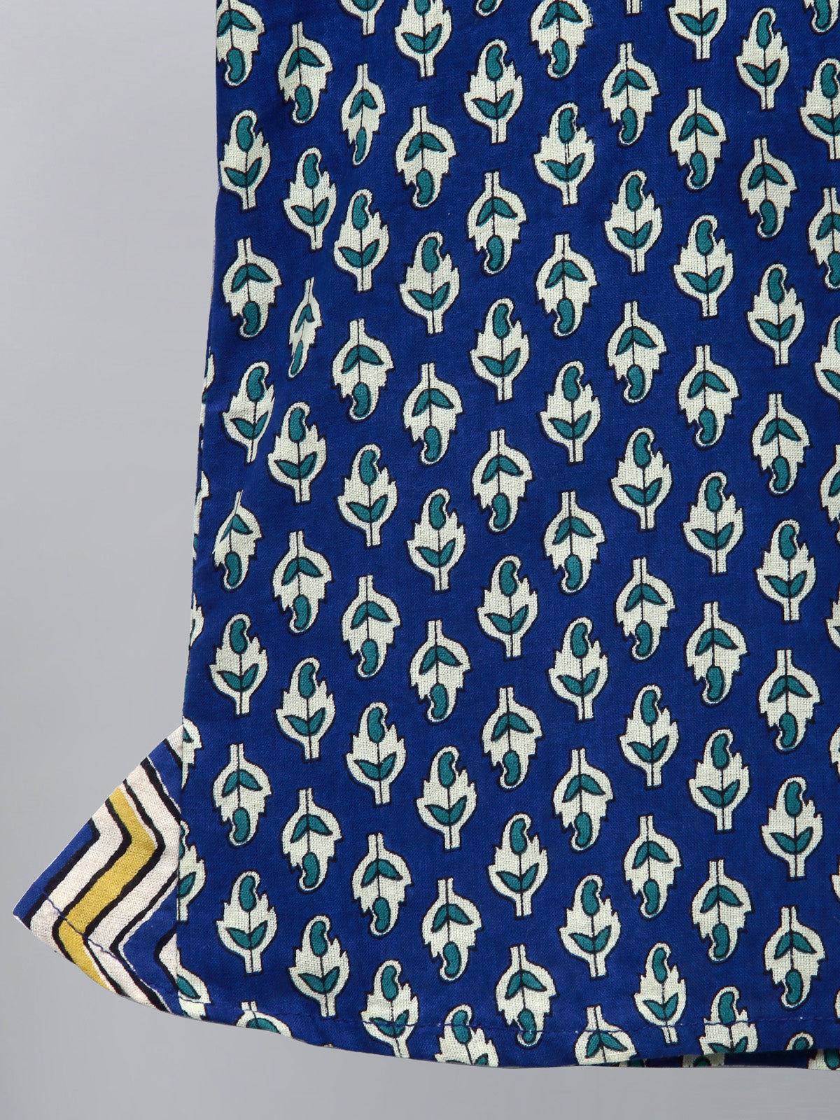 Blue Printed Short Kurta with Pyjama