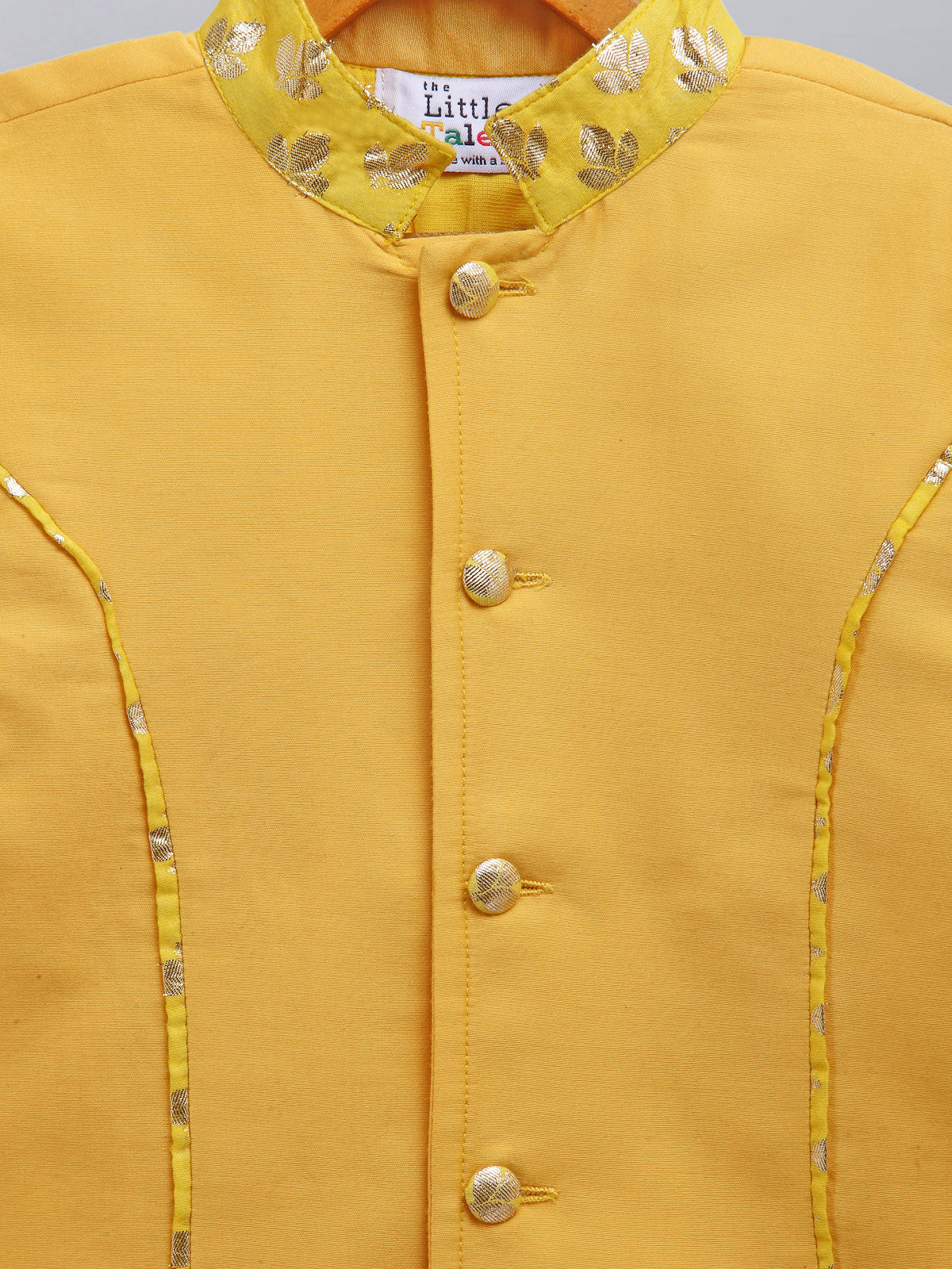 Mustard Yellow Silk Bandhgala set