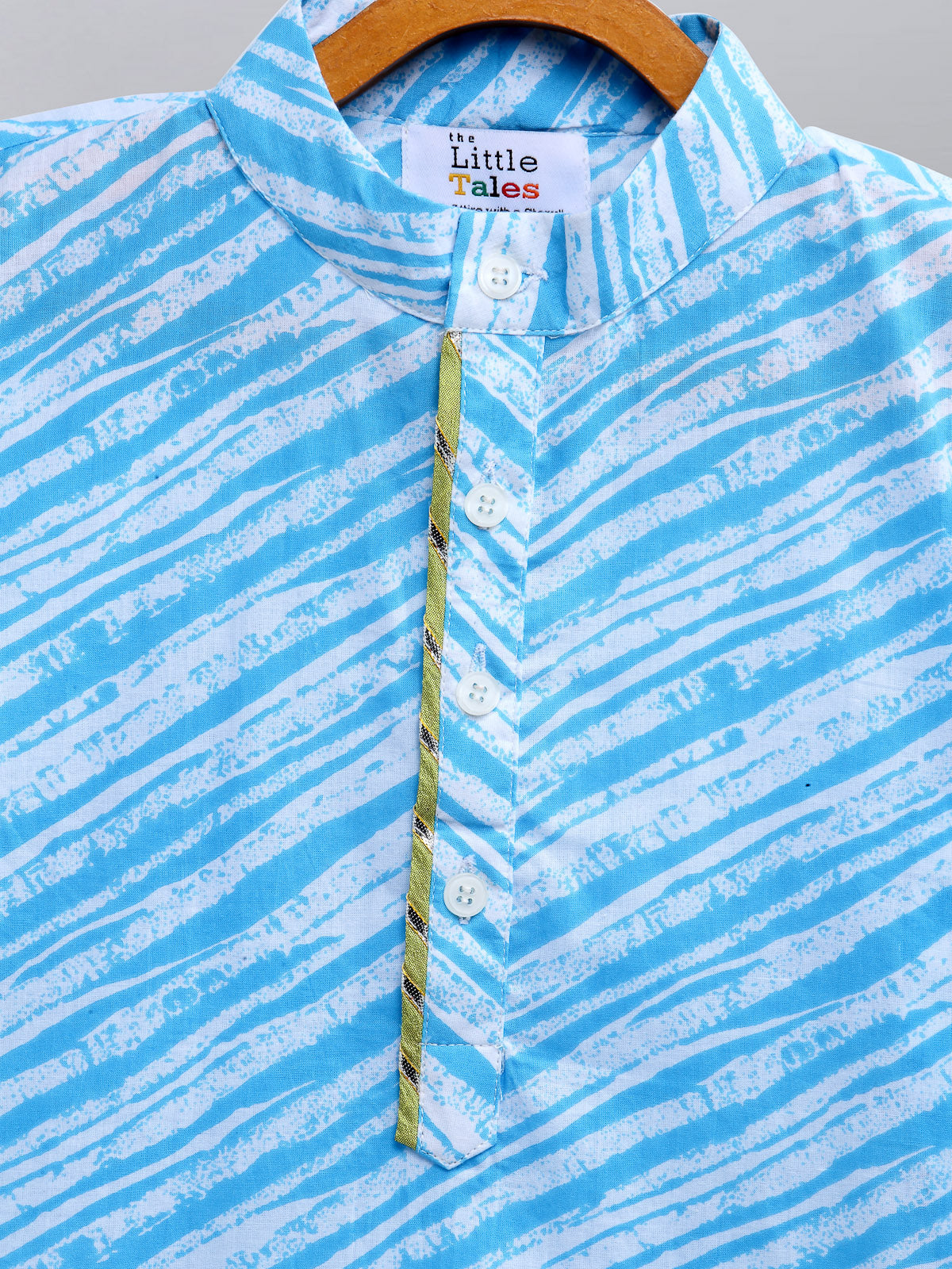 Light Blue Printed Kurta with Pyjama