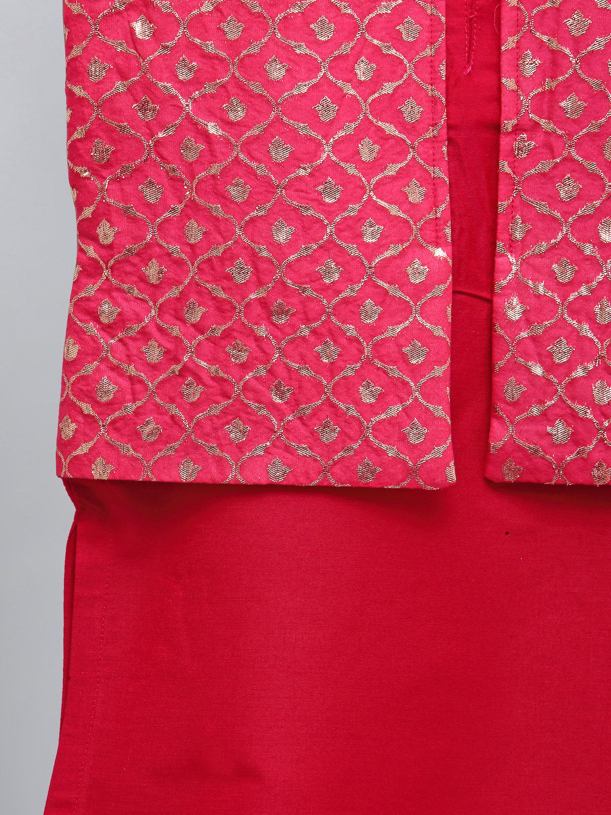 Fuschia Pink kurta with Attached Jacket and Pyjama