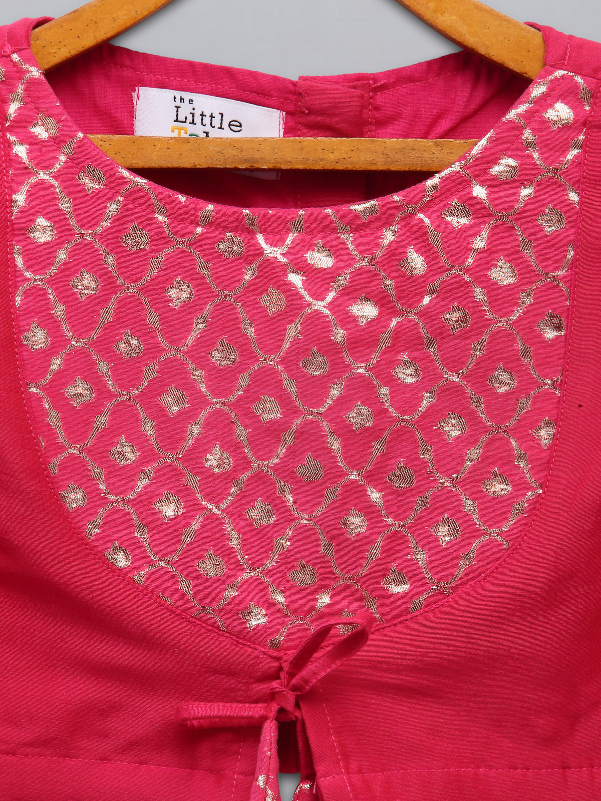 Fuschia Pink ruffled Blouse with Cotton Zari Lehnga