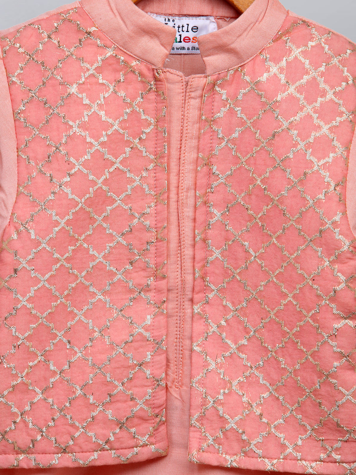 Patel Peach kurta with Attached Jacket and Pyjama