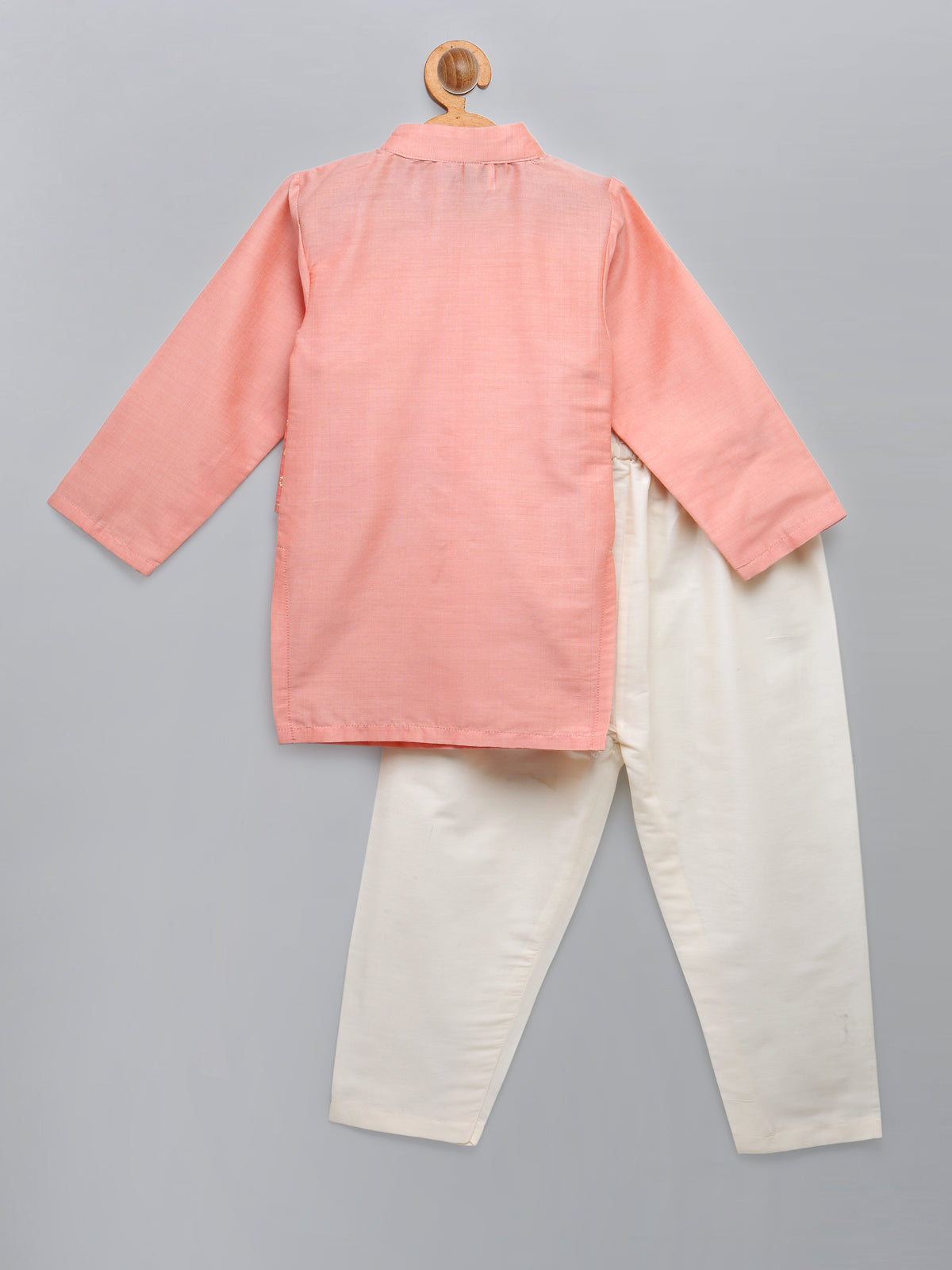 Patel Peach kurta with Attached Jacket and Pyjama