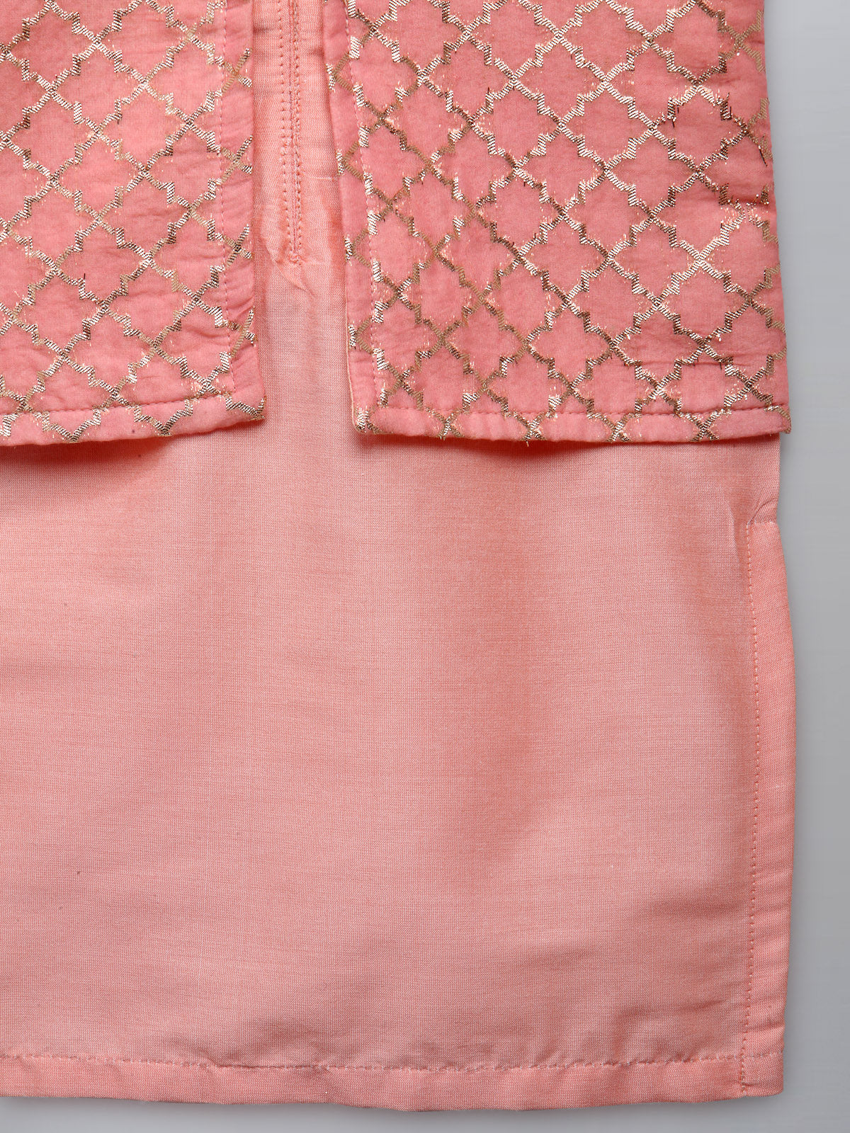 Patel Peach kurta with Attached Jacket and Pyjama