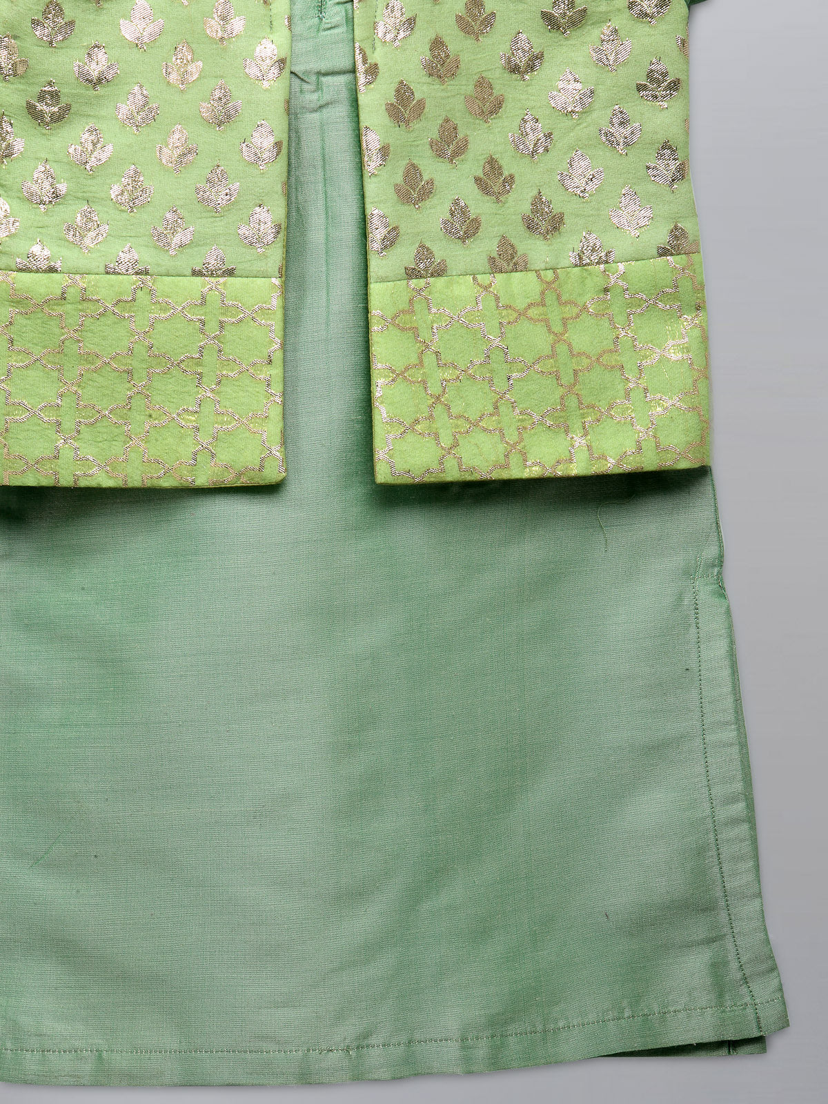 Pastel Green kurta with Attached Jacket and Pyjama