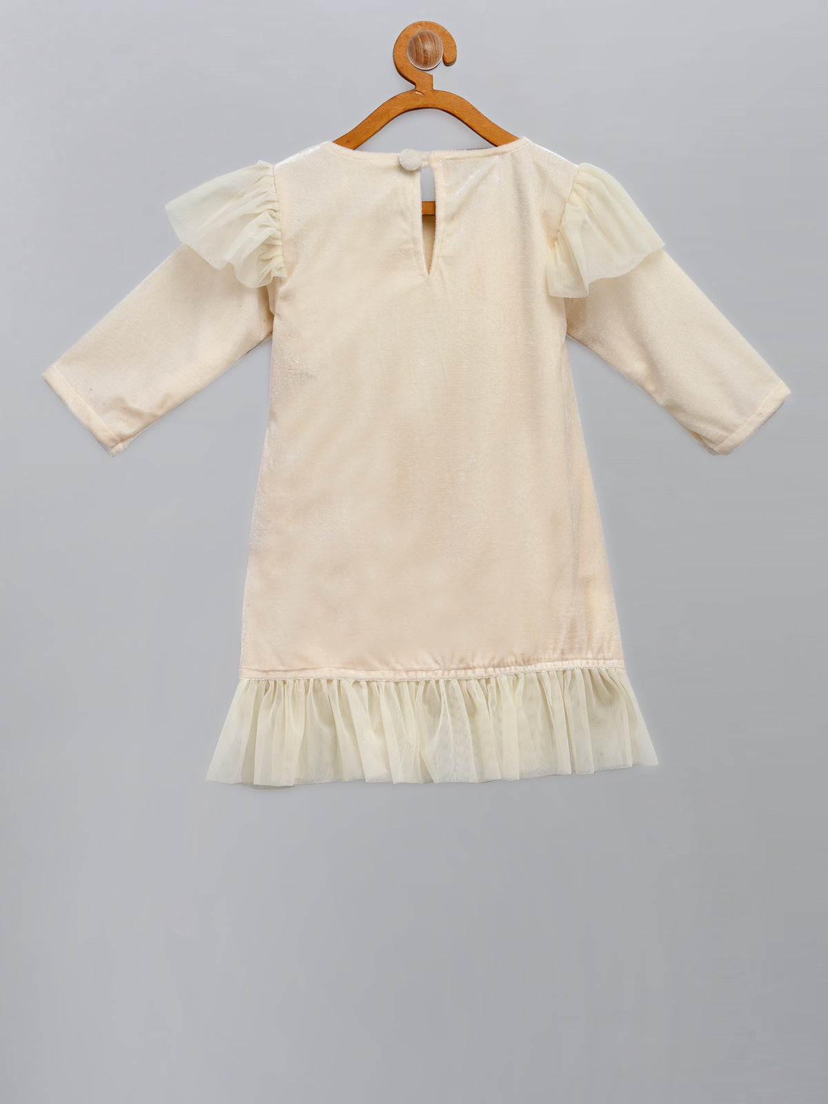 Off White Velvet Merry Christmas Dress