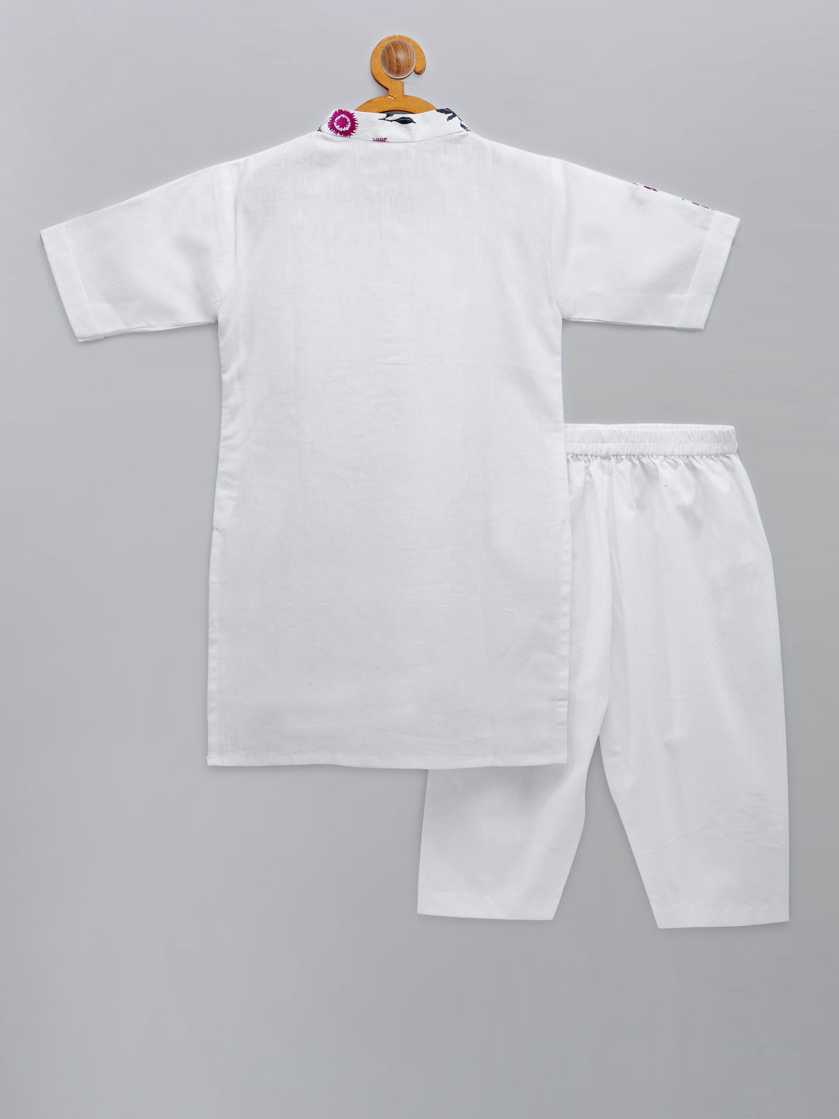 White Printed Layered Kurta with Pyjama