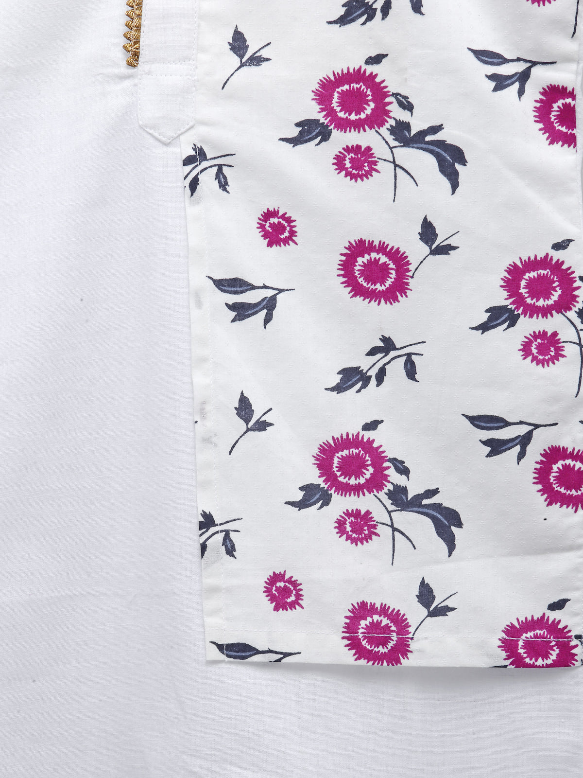 White Printed Layered Kurta with Pyjama