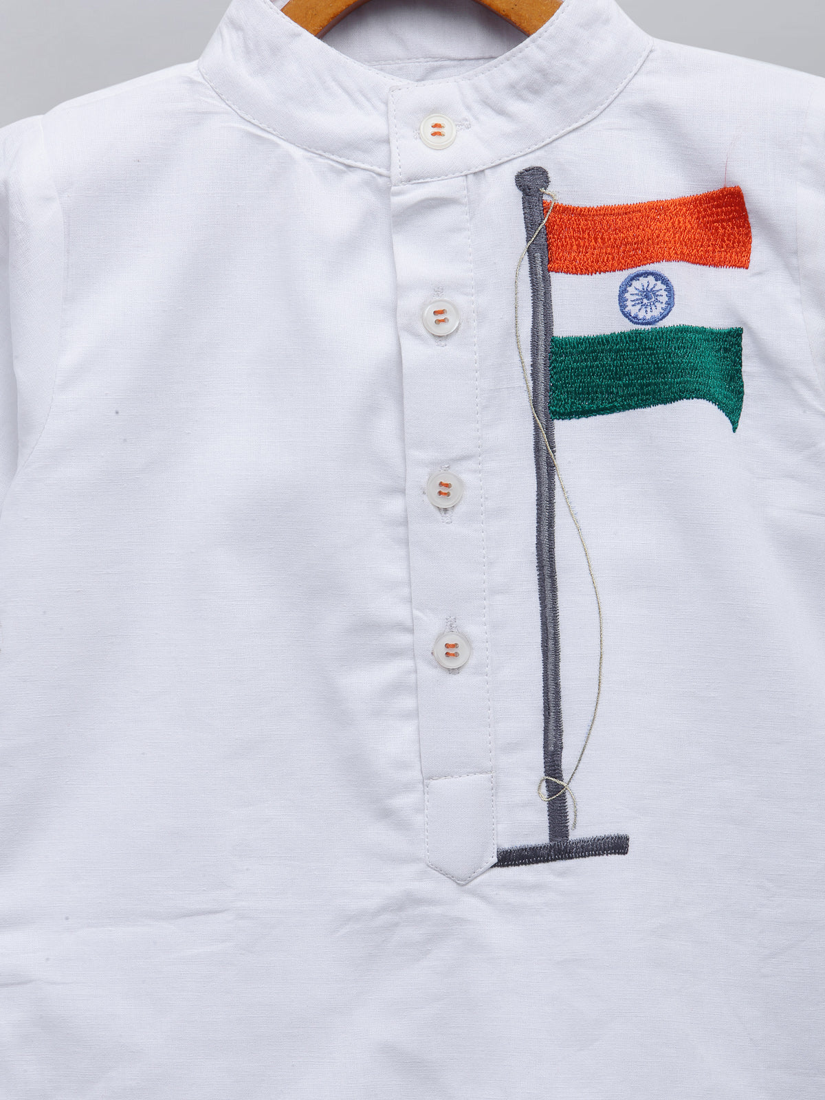 Indian Flag Embroidered Kurta Pyjama set