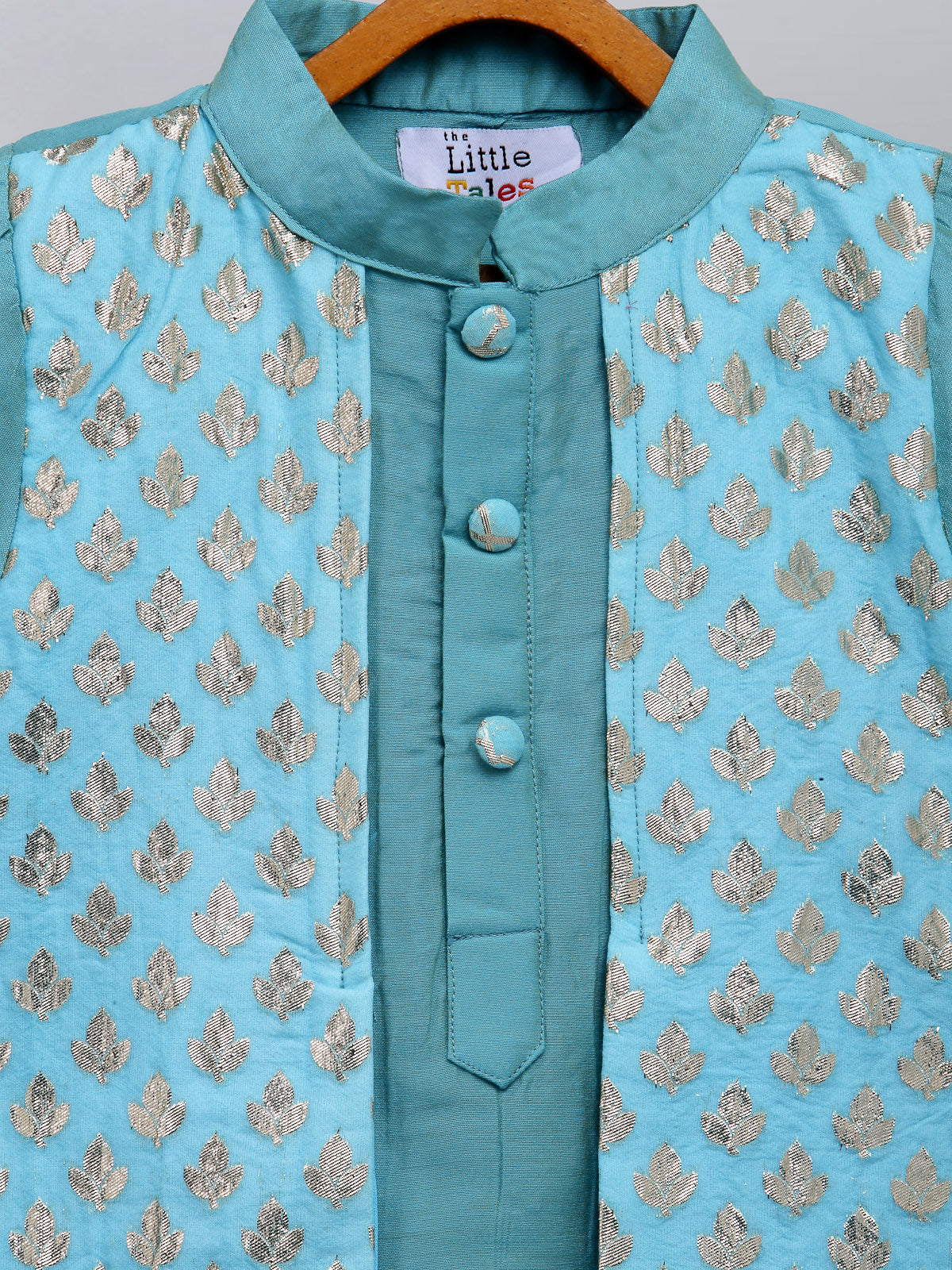 Blue kurta with Attached Jacket and Pyjama