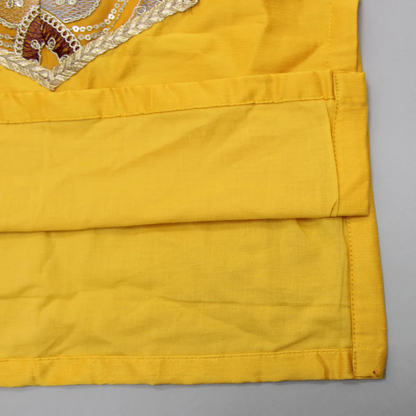 Embroidered Mustard Kurta And Off White White Pyjama