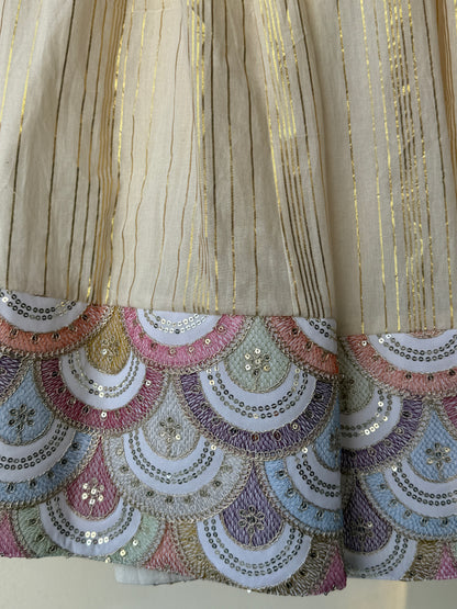Off white Peplum scallop embroidery lehnga set
