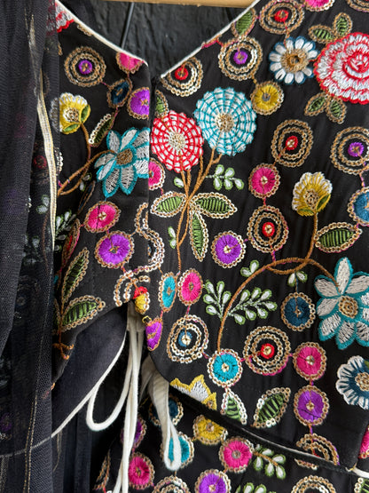 Black embroidery lehnga set