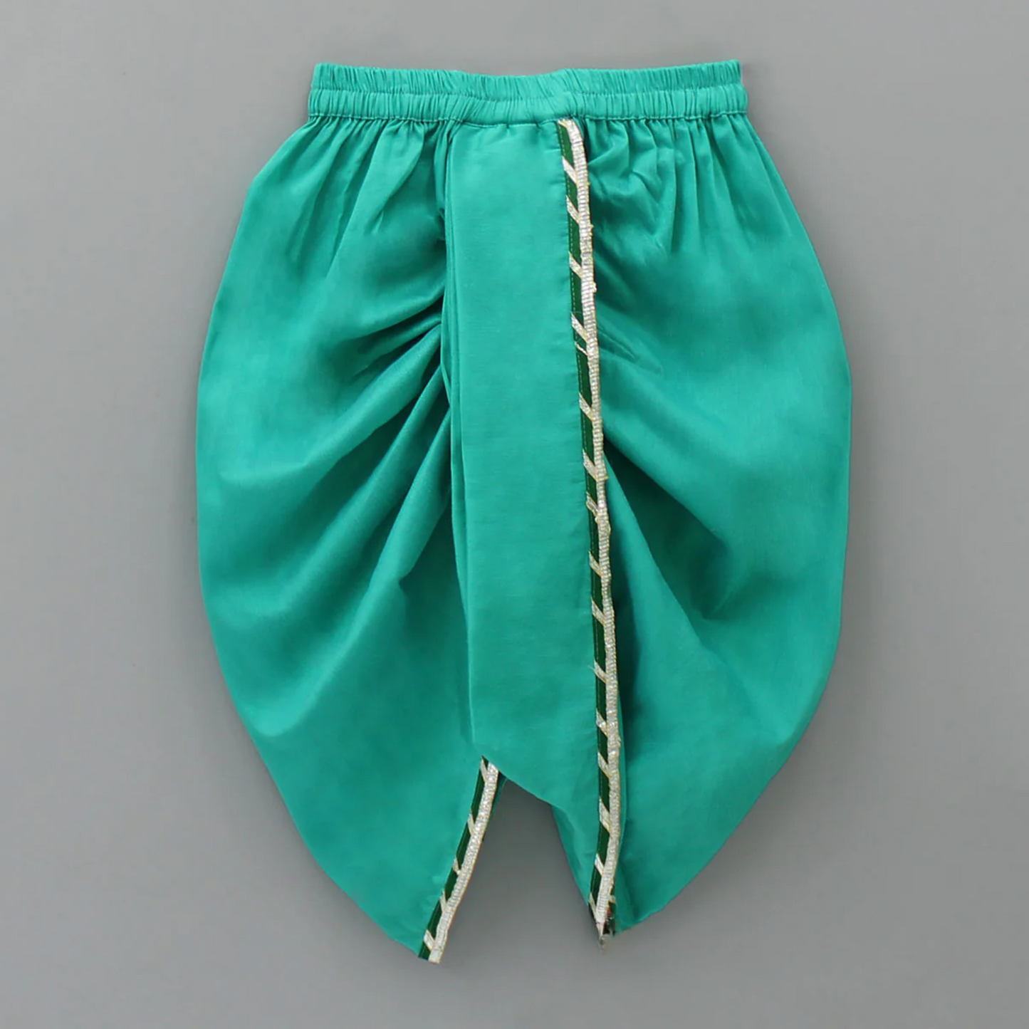 Green  Krishna Embroidered Angrakha Kurta Dhoti  Set