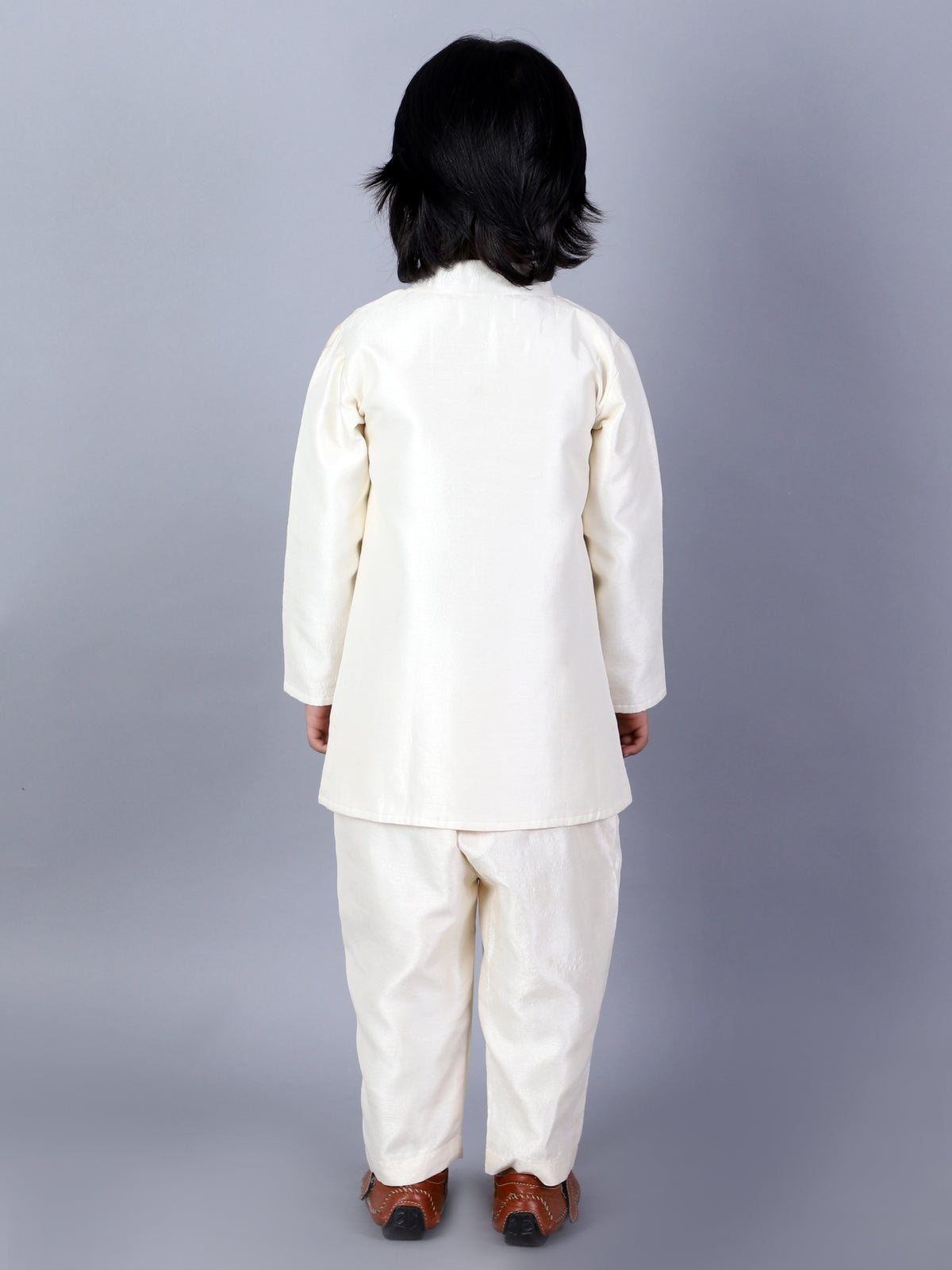 Offwhite Embroidered Silk Bandhgala with Silk Trousers