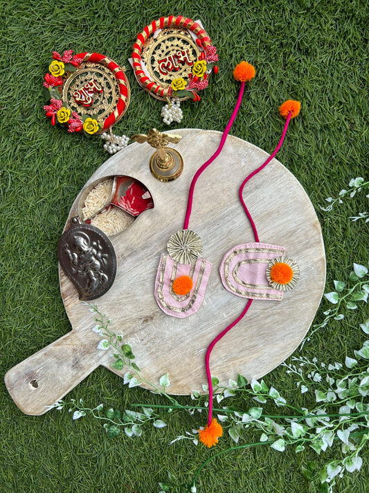 Baby Pink Fabric Rakhi