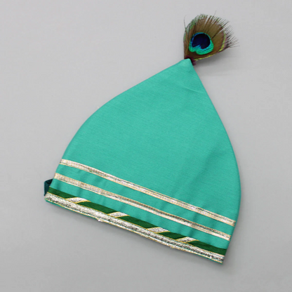 Green  Krishna Embroidered Angrakha Kurta Dhoti  Set