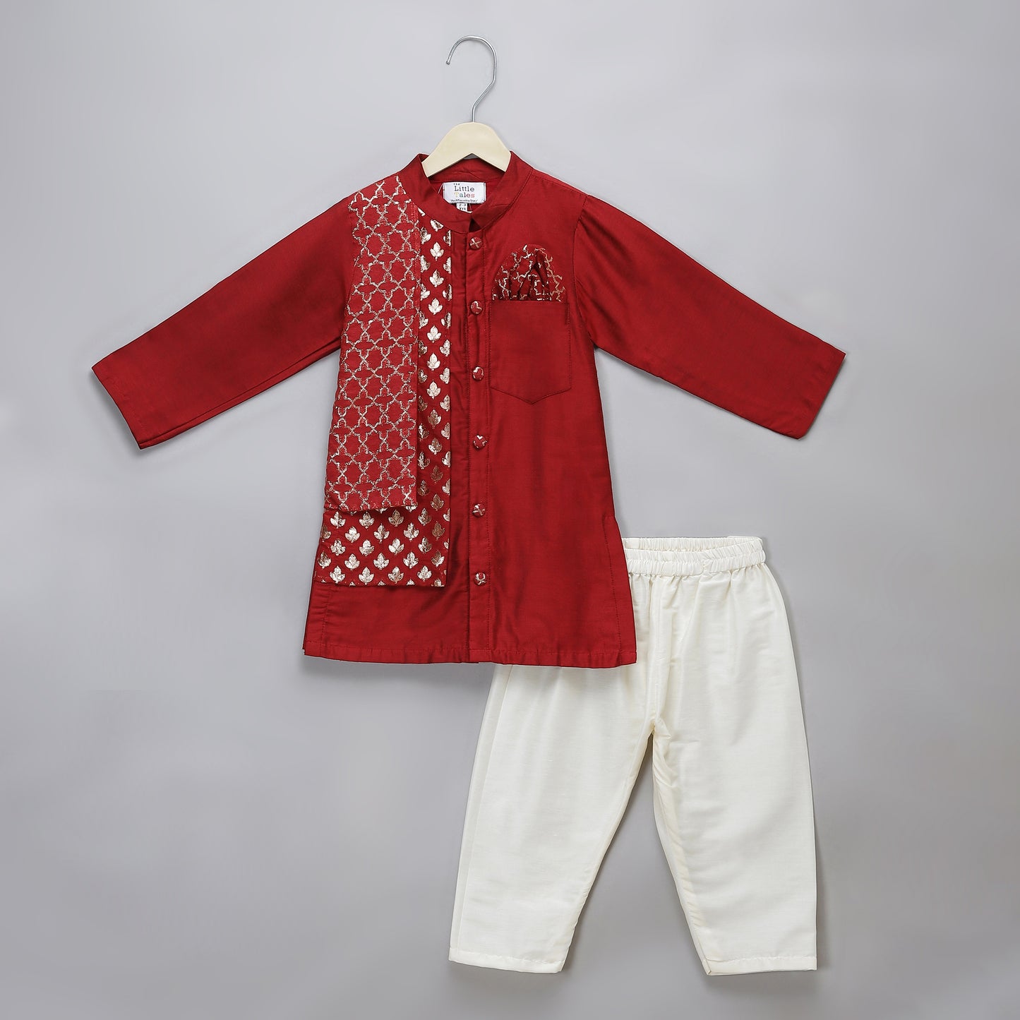 Maroon chanderi panel kurta Pyjama set