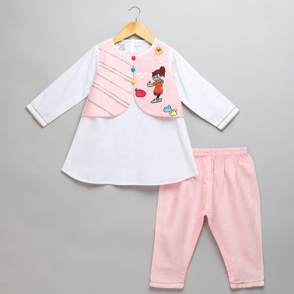 Holi Hai Girl Embroidered  Kurta Pyjama set