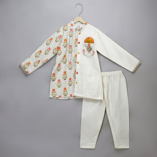 Off white Mughal printed Kurta set
