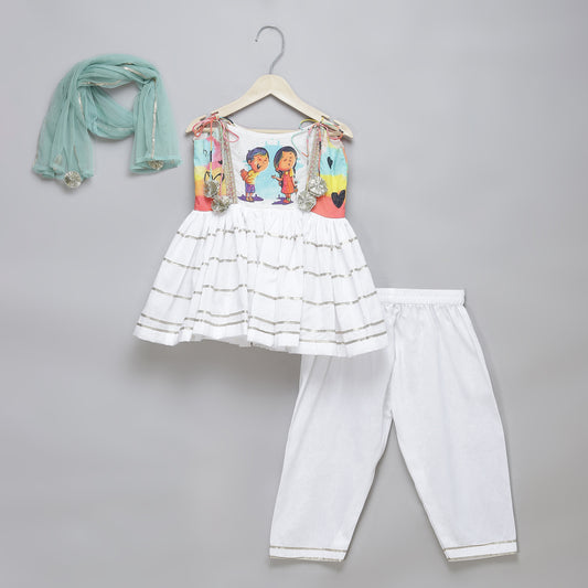 Brother sister Figure Rakhi kurta set