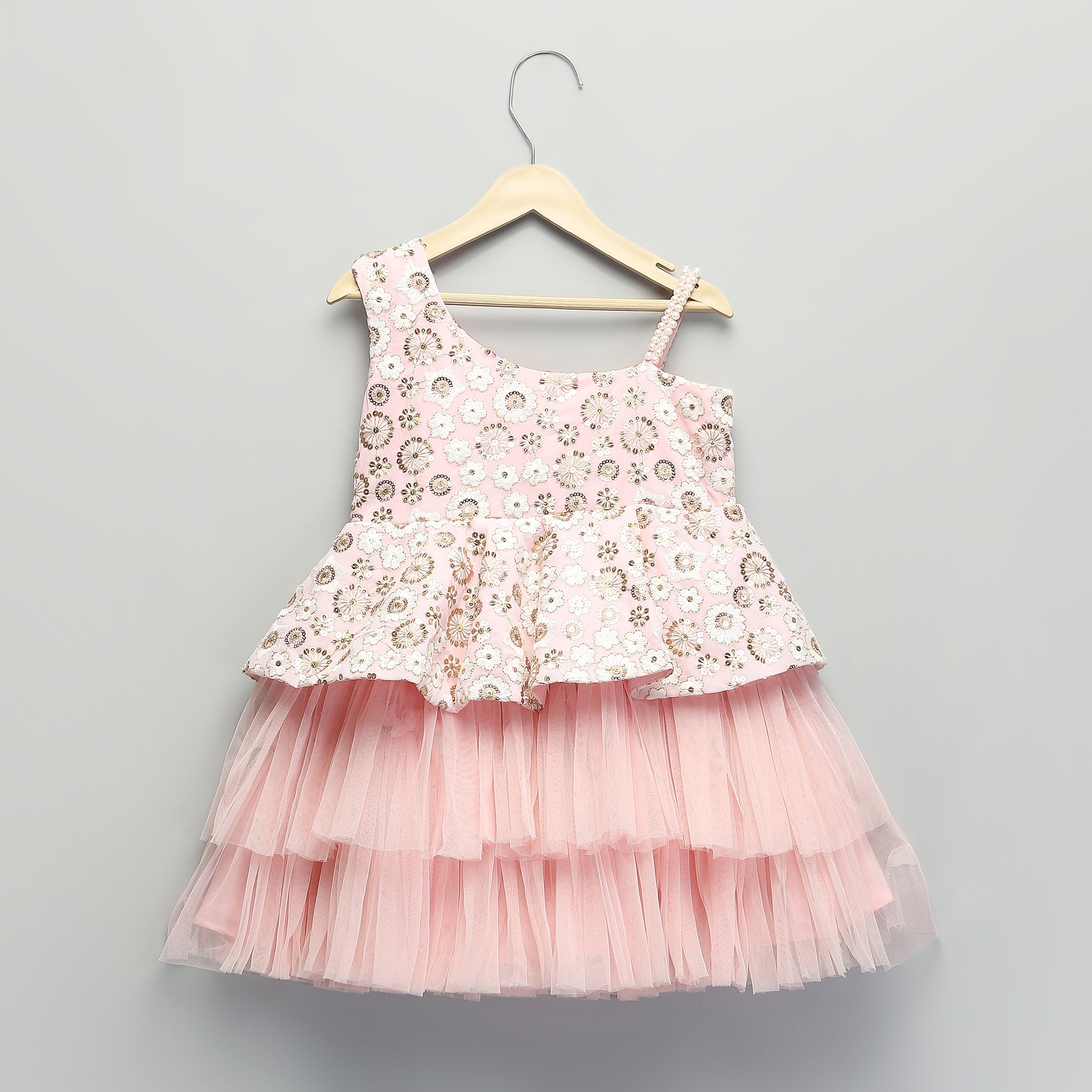 PINK EMBROIDERY PEPLUM DRESS The Little Tales PINK EMBROIDERY PEPLUM DRESS The Little Tales