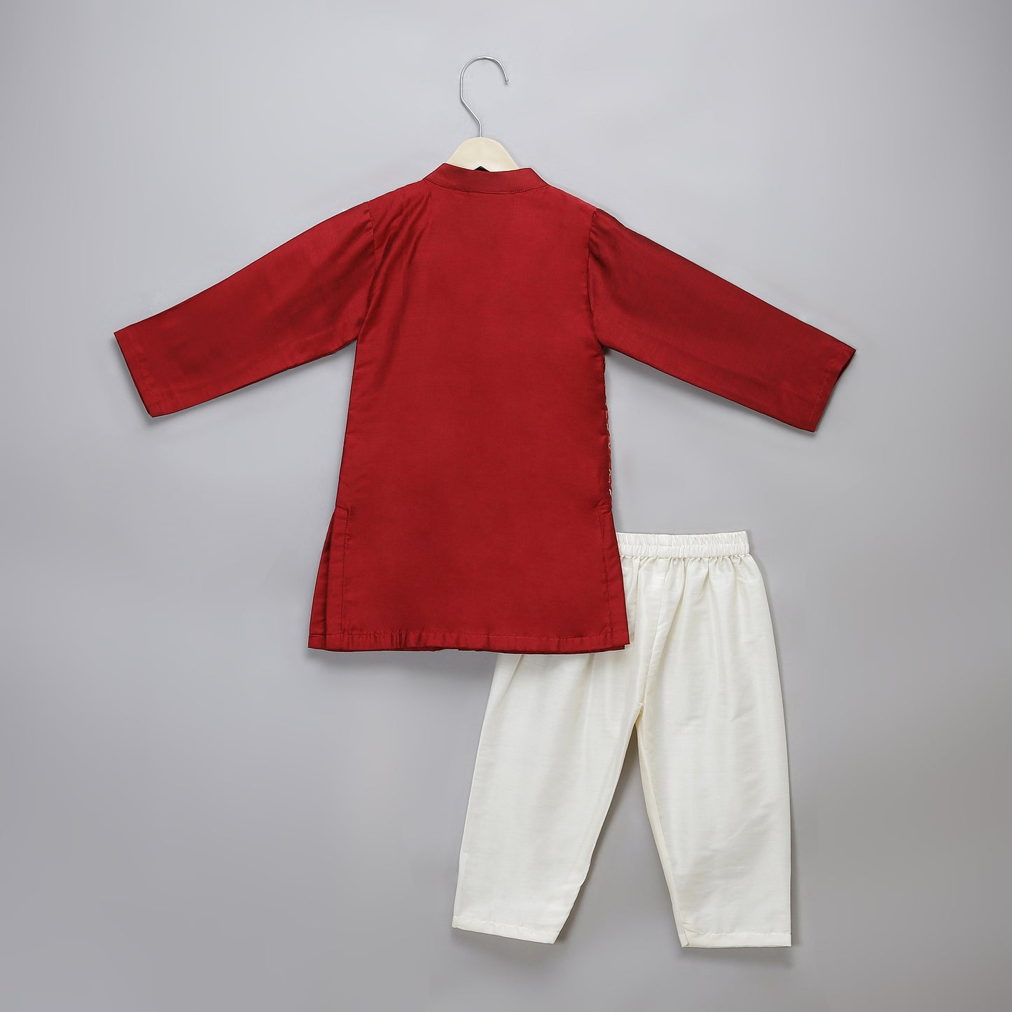 Maroon chanderi panel kurta Pyjama set