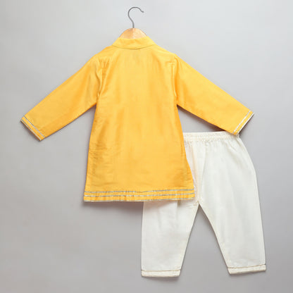 Kite embroidered Yellow Kurta Pyjama set
