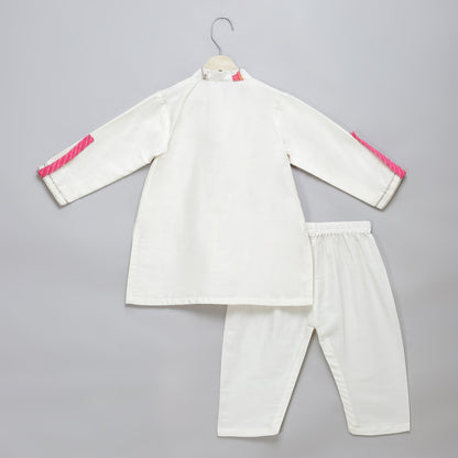 Off white Happy Rakhi printed Kurta Pyjama set