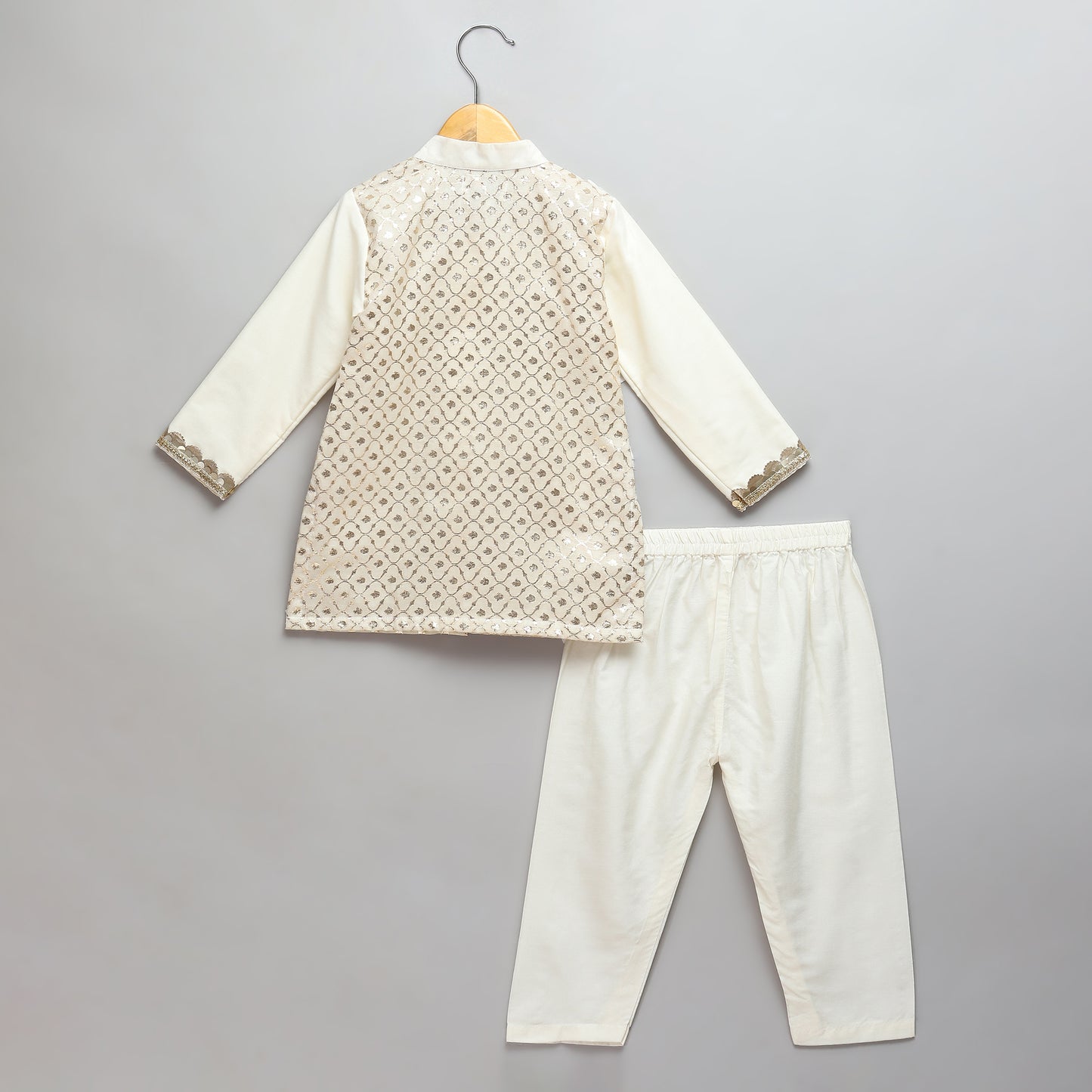 Offwhite multi zari panelled kurta Pyjama