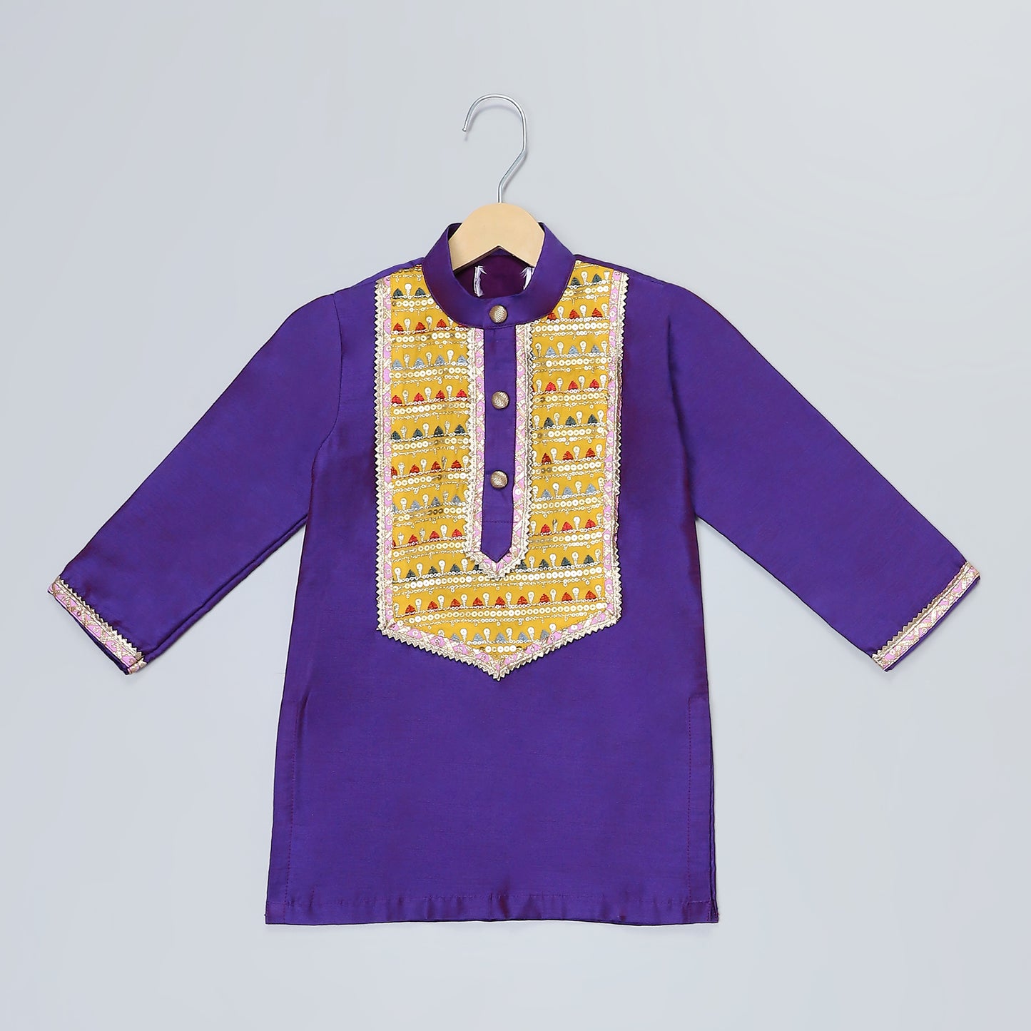Purple Kurta with yoke embroidery kurta pyjama set