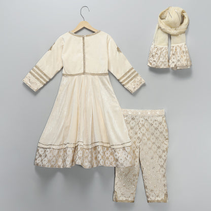 Off white color anarkali set with duppata (Sale)