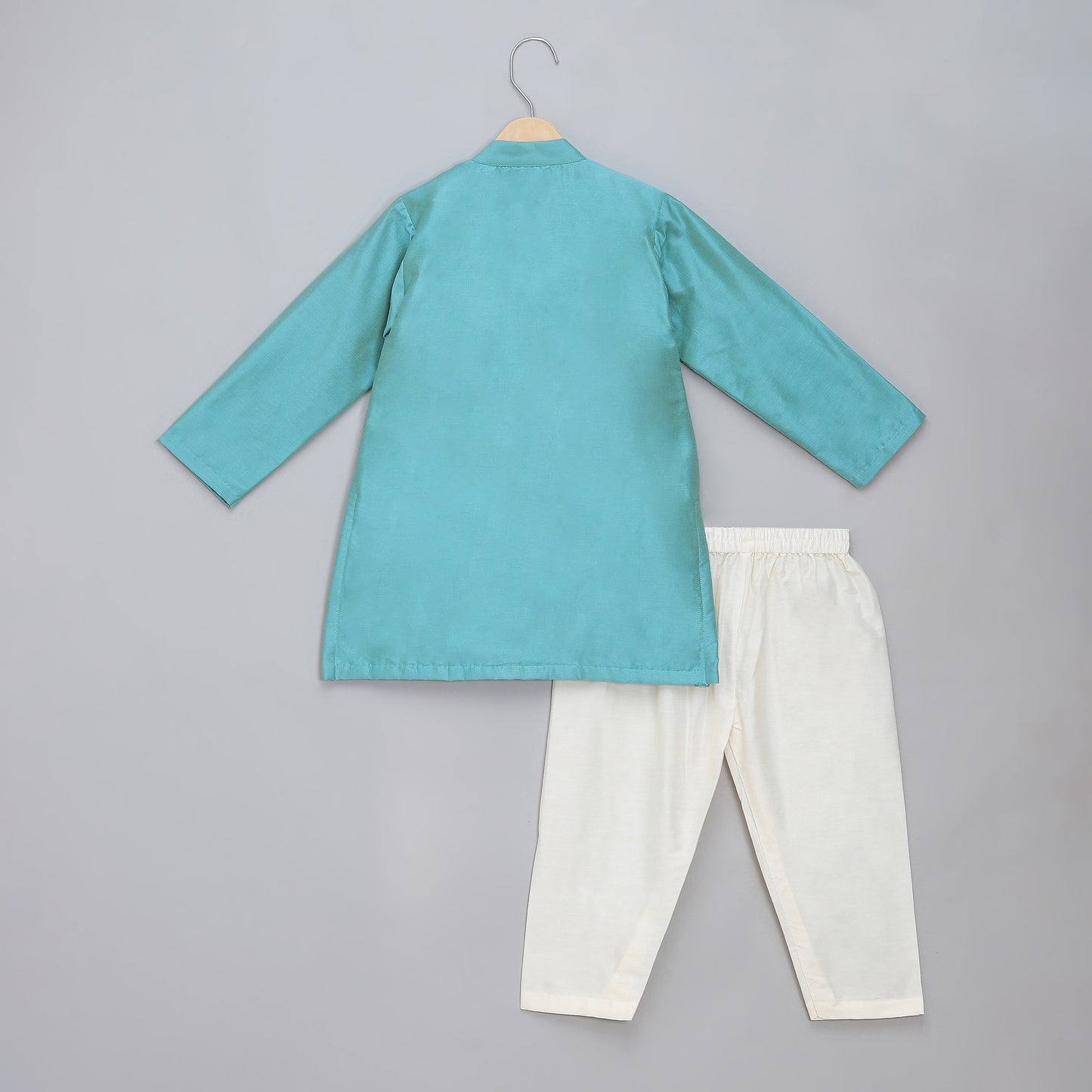 Blue Kurta Pyjama with Attached jacket