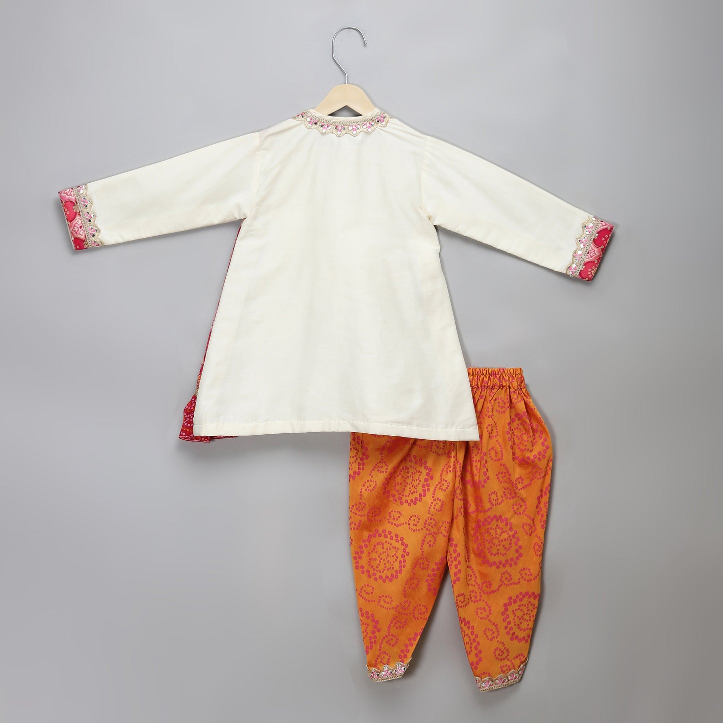 Off white bandhini angrakha printed Dhoti set