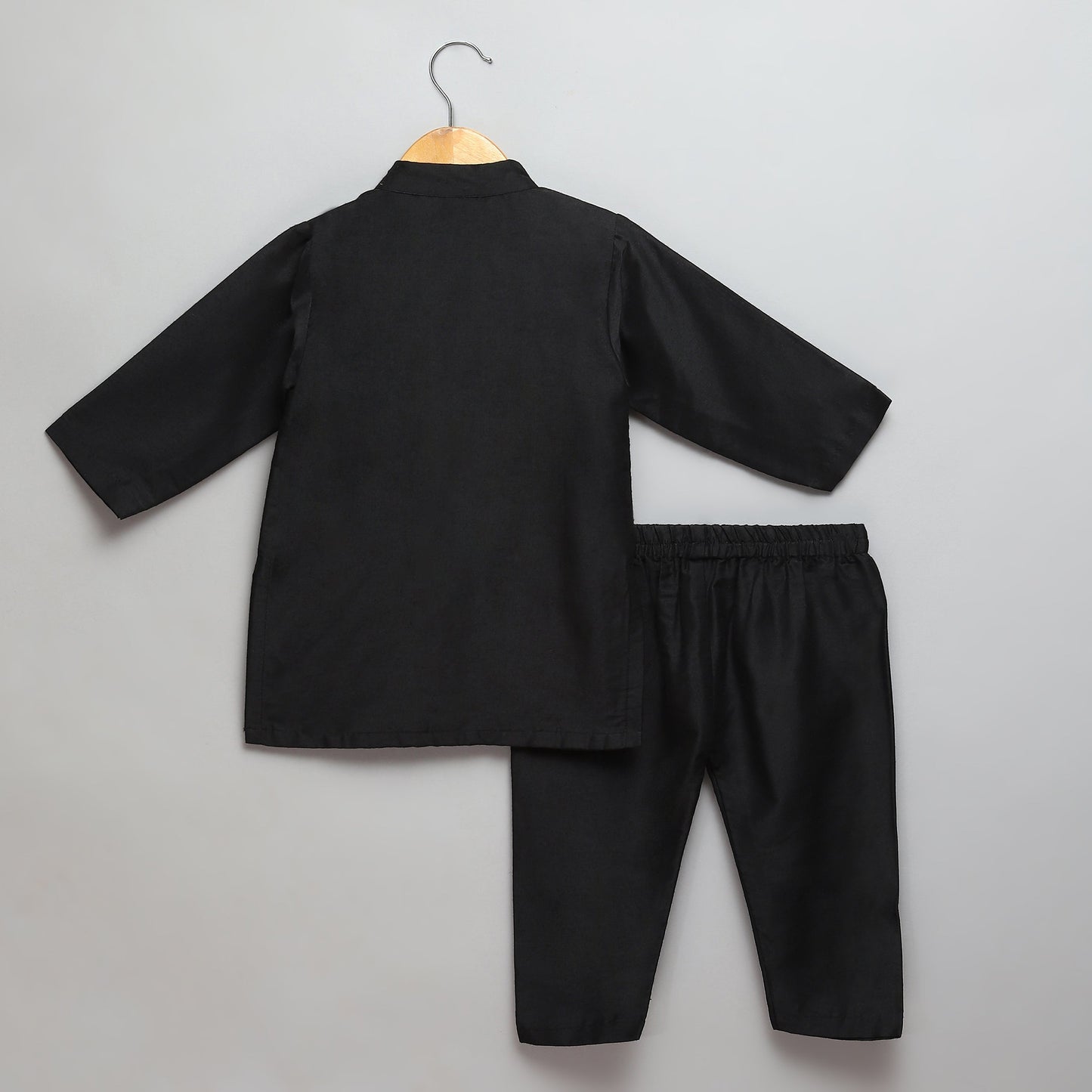 Black Kurta Pyjama with Attached jacket (Sale)