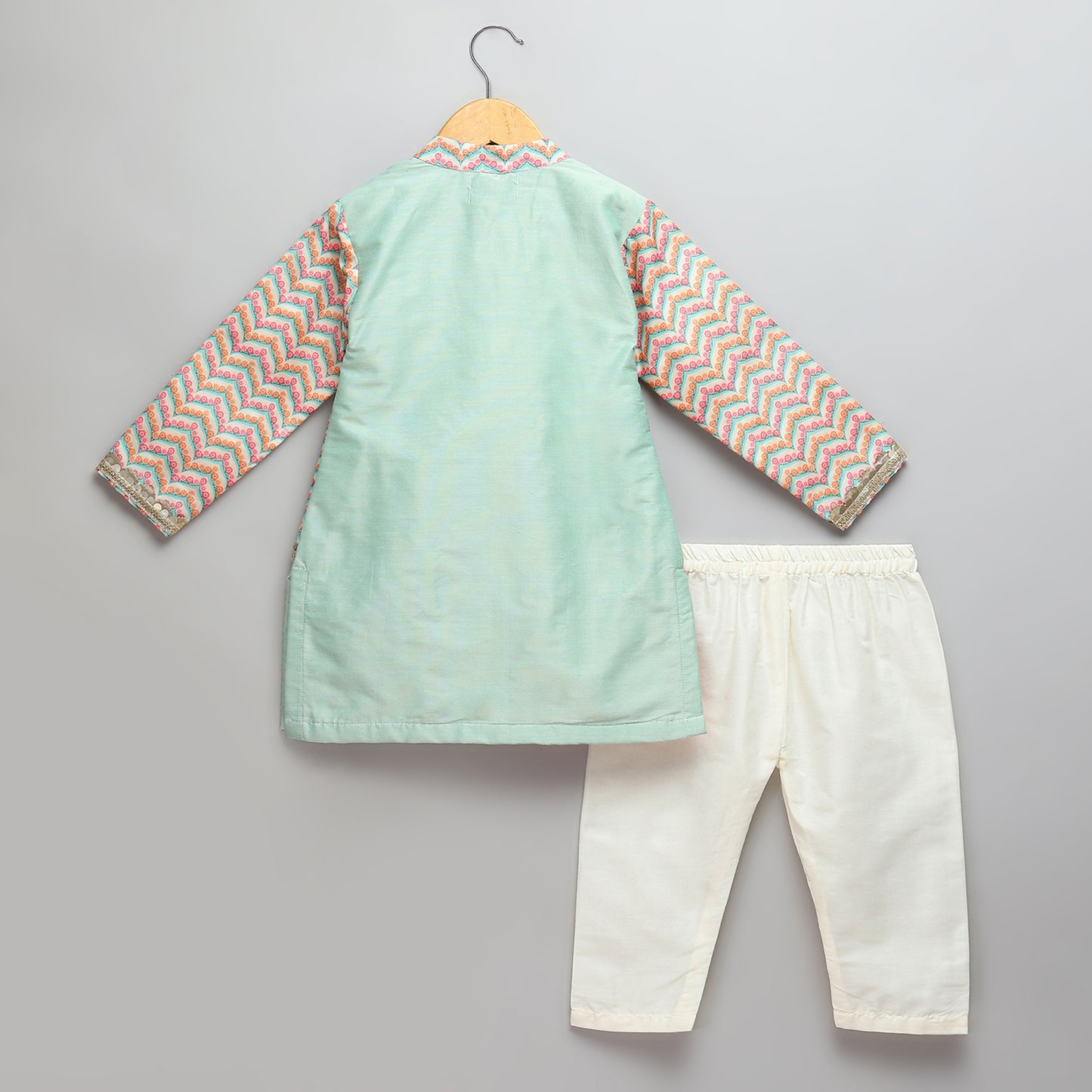 Multicolor kurta pyjama set with attached print panel