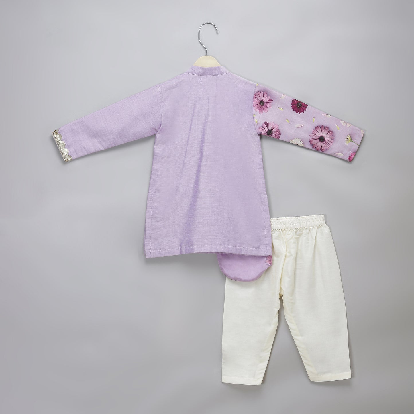 Lilac floral printed  kurta pyjama set