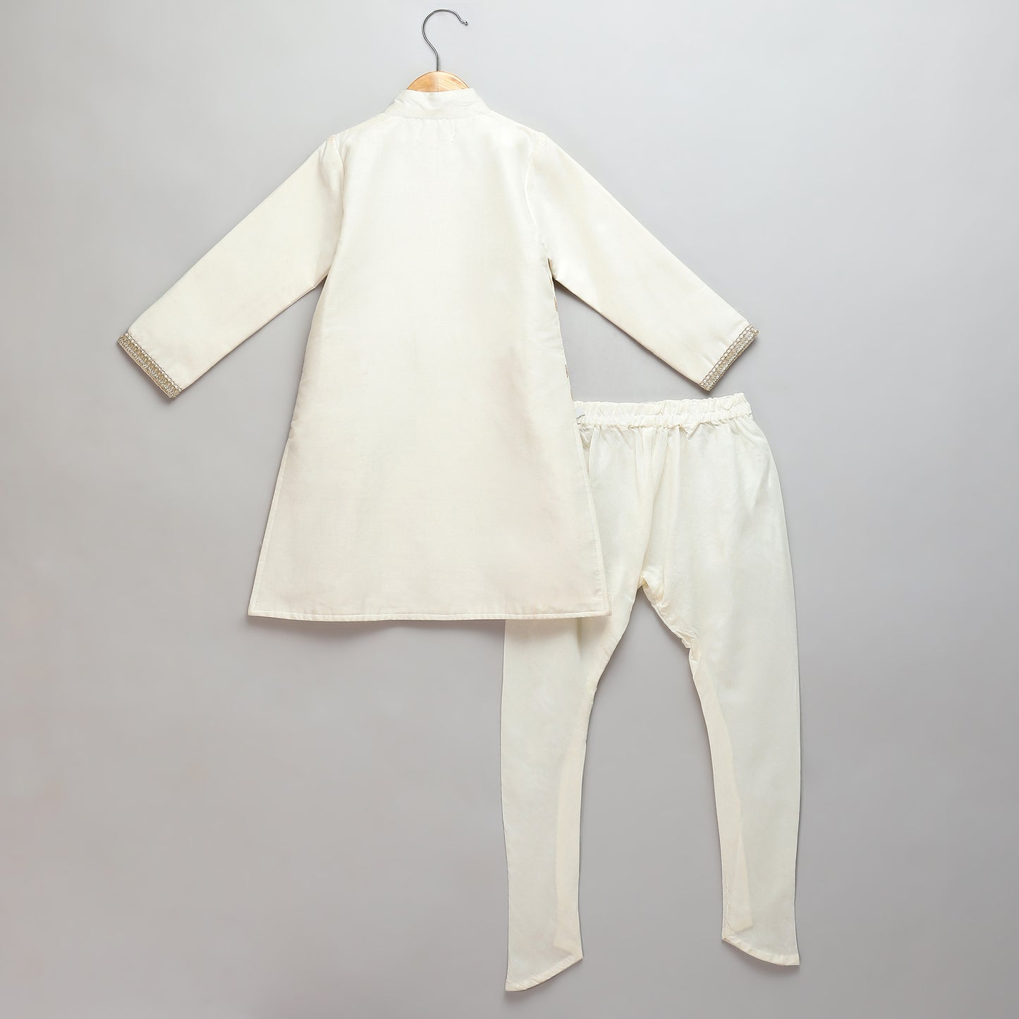 Off white bandhgala embroidery set with Churidars
