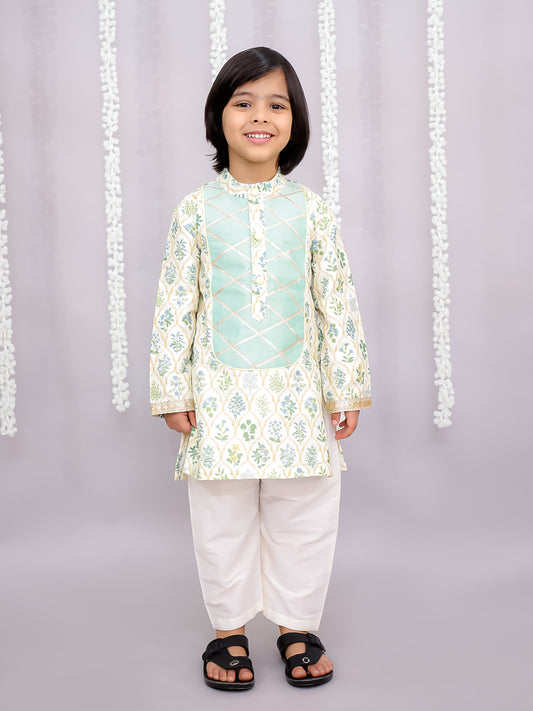 Mint Leaf Print kurta Pyjama set
