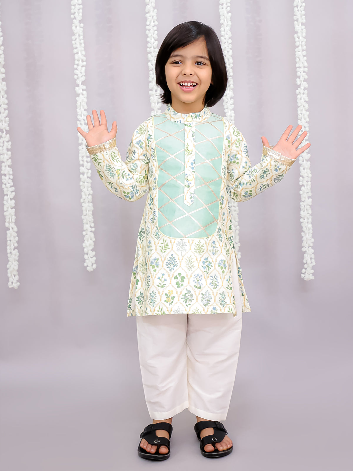 Mint Leaf Print kurta Pyjama set