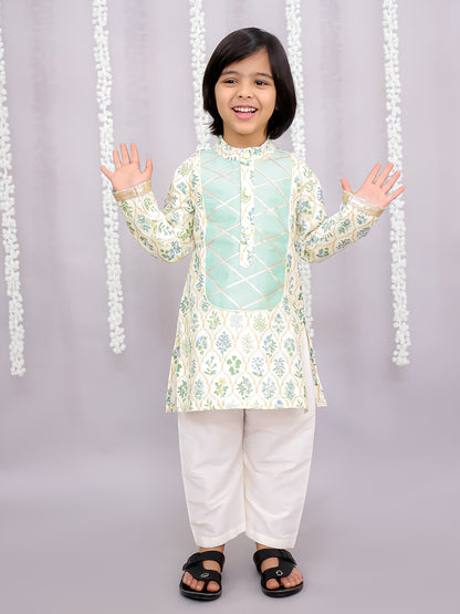 Mint Leaf Print kurta Pyjama set