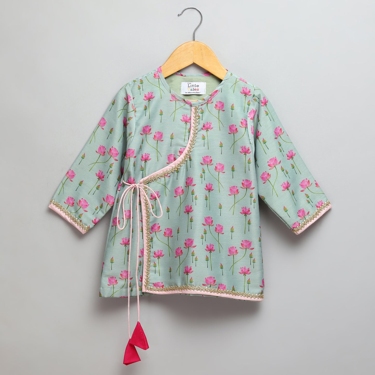 Mint Green lotus Print Kurta Dhoti set (Sale)