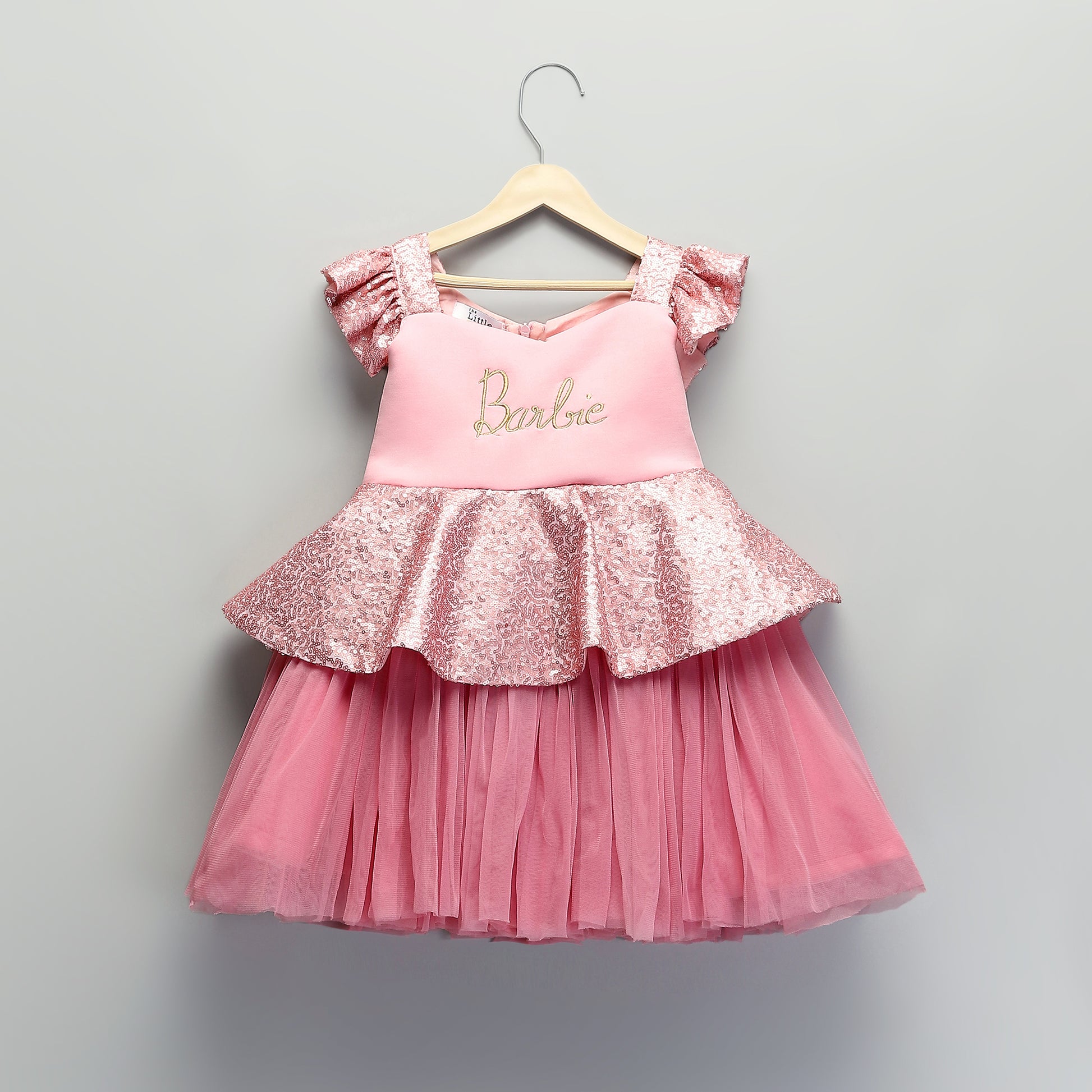 barbie peplum dress PINK SEQUINS BARBIE PEPLUM DRESS