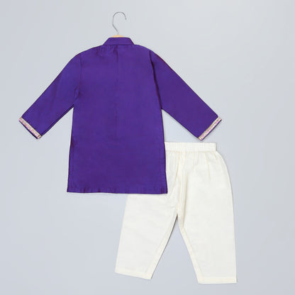 Purple Kurta with yoke embroidery kurta pyjama set