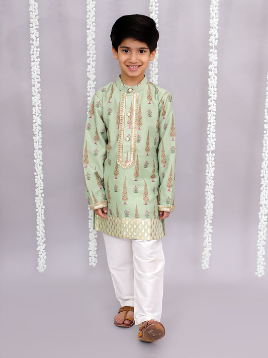 Mint green mughal print kurta set