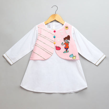 Holi Hai Girl Embroidered  Kurta Pyjama set