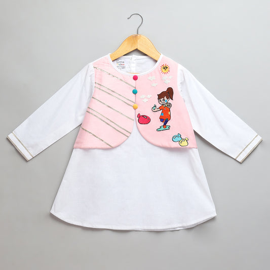 Holi Hai Girl Embroidered  Kurta Pyjama set
