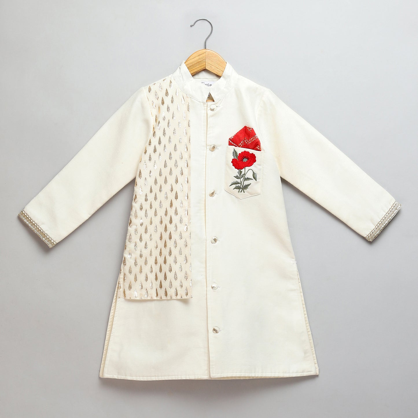 Off white bandhgala embroidery set with Churidars